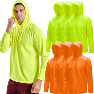 6PC Men’s UPF 50+ Sun Protection Lightweight Long Sleeve Hoodie