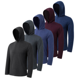 5 Pack Men's Lightweight Pullover Hooded Tees