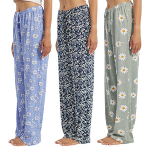 3PC or 5PC Women's Pajama Pants - Wide Leg Sleepwear, Lounge PJs