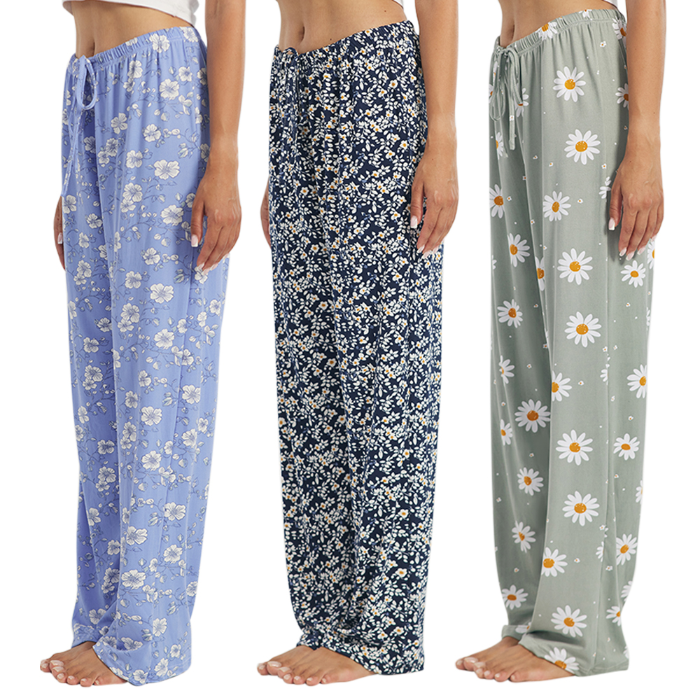 3PC or 5PC Women's Pajama Pants - Wide Leg Sleepwear, Lounge PJs