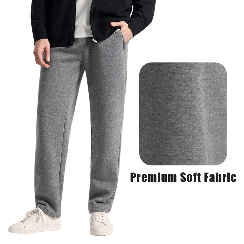 Men's 3-Pack Fleece Sweatpants with Pockets, Open Bottom Joggers - Image 2