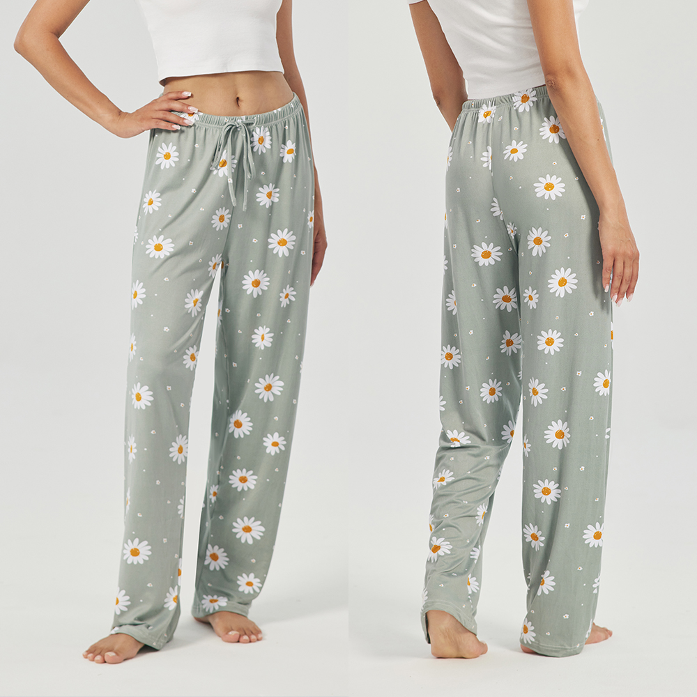 3PC or 5PC Women's Pajama Pants - Wide Leg Sleepwear, Lounge PJs - Image 2