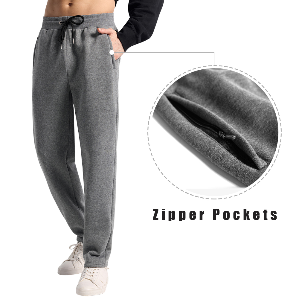 Men's 3-Pack Fleece Sweatpants with Pockets, Open Bottom Joggers - Image 3