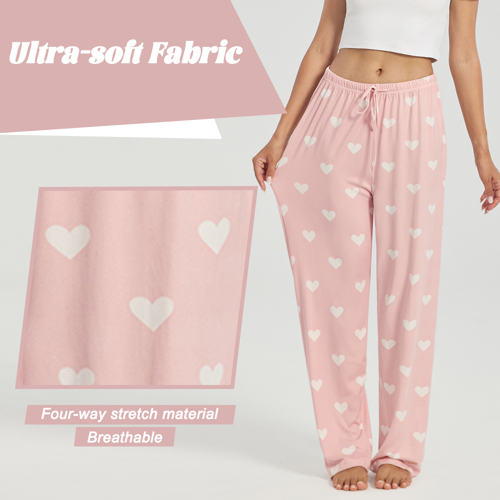 3PC or 5PC Women's Pajama Pants - Wide Leg Sleepwear, Lounge PJs - Image 4