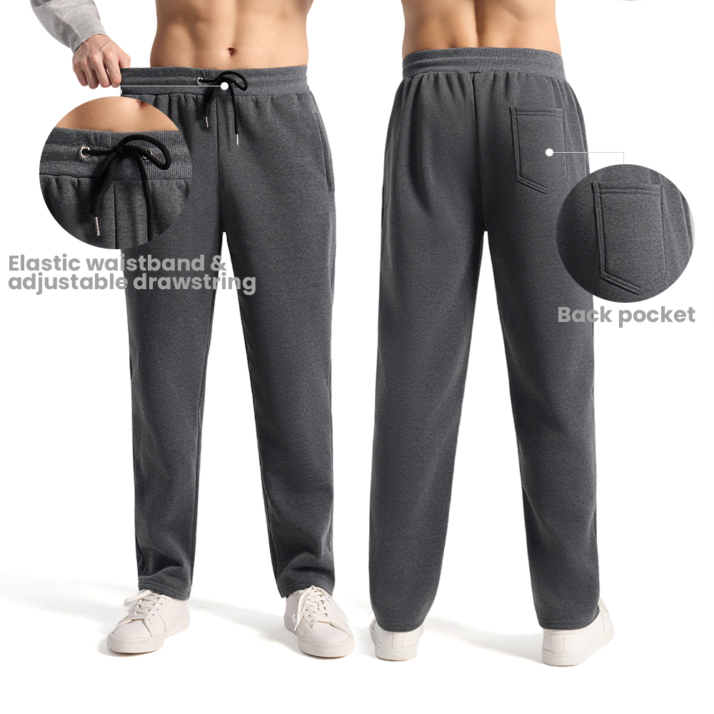 Men's 3-Pack Fleece Sweatpants with Pockets, Open Bottom Joggers - Image 4